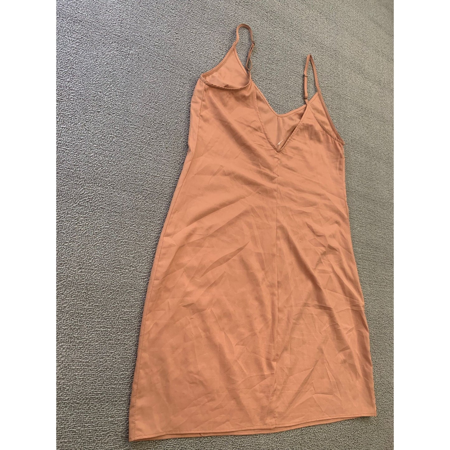Staud Women's L Peach Orange V-Neck Slip Dress Adjustable Straps