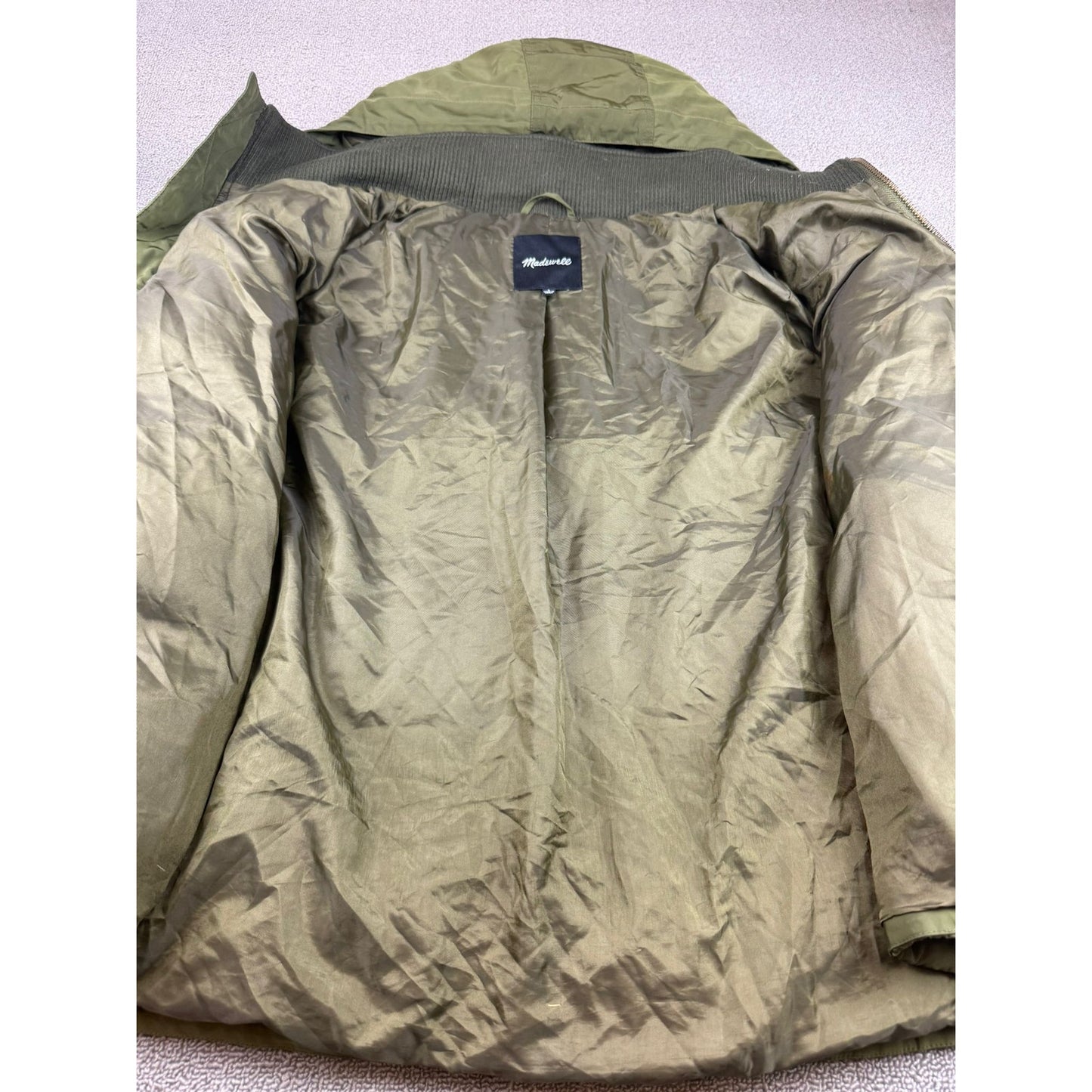 Madewell Women's Large Quilted Down Puffer Parka Green Jacket Coat