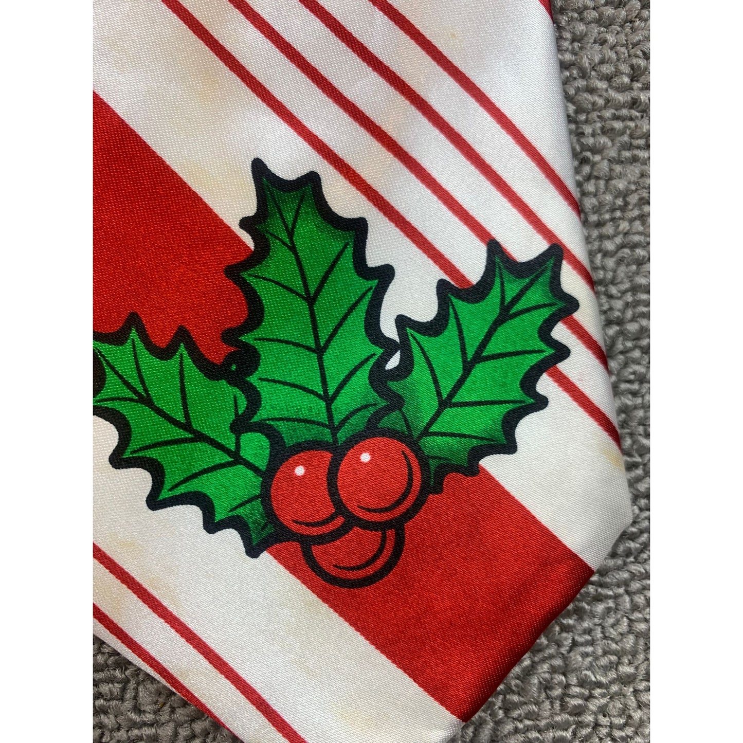 Unbranded Men Red White Christmas Holiday Striped Candy Cane Casual Tie