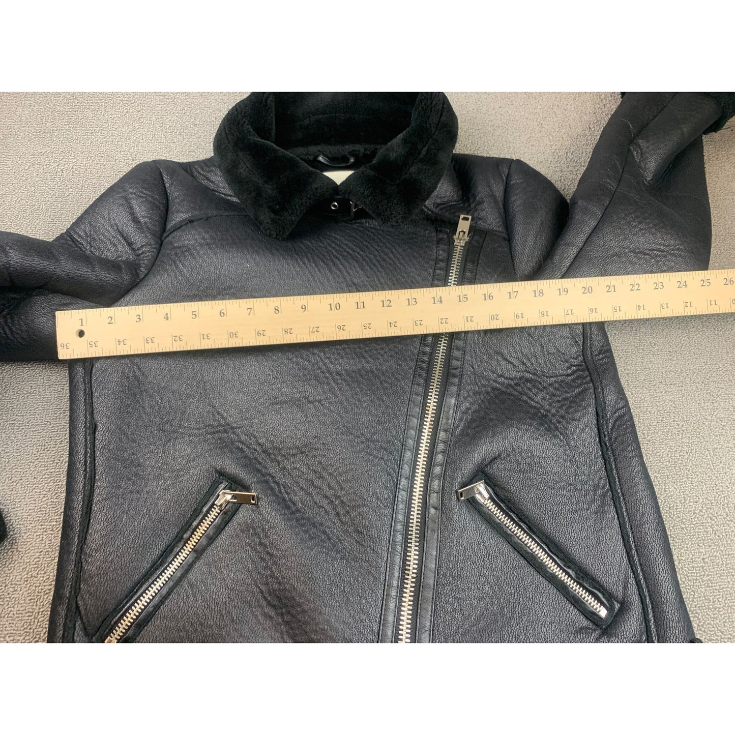 Zara Women's Small Black Faux Fur Aviator Jacket