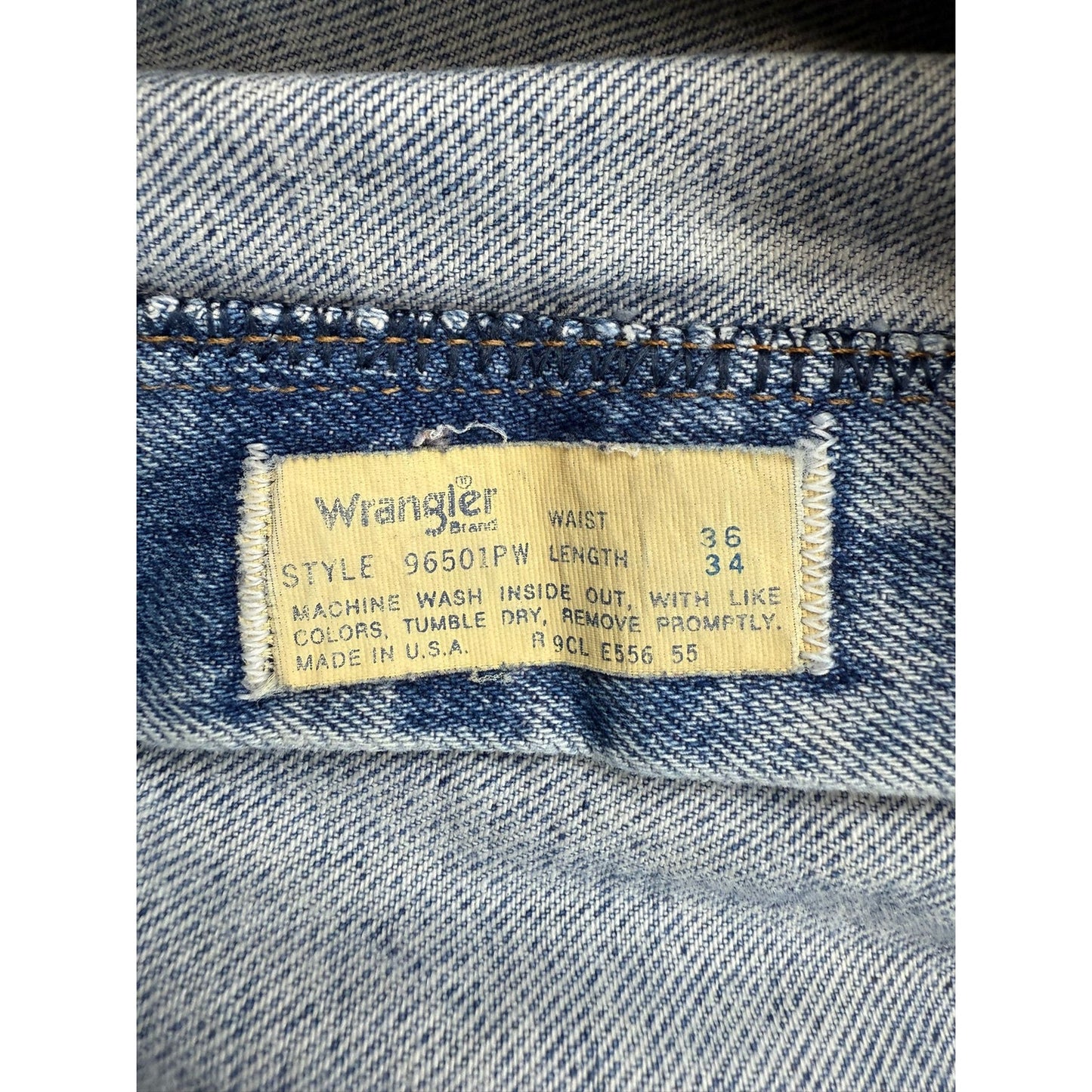 Vintage Wrangler Men's 36x34 Blue Acid Wash Authentic Jeans