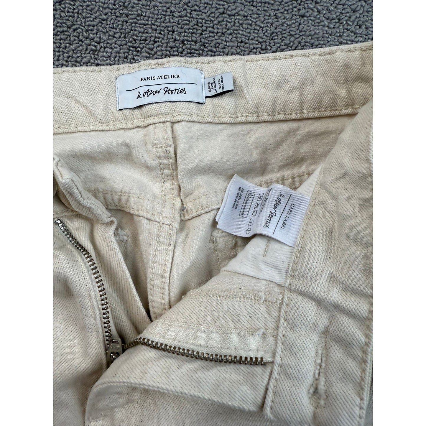 & Other Stories Atelier Women's 26 Off-White Ivory Cropped Straight Denim Jeans