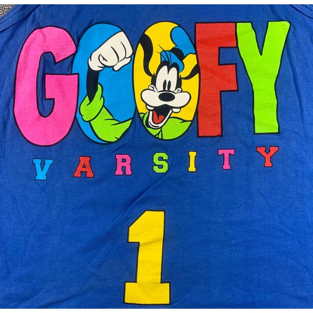 Disney Mickey & Co Goofy Varsity Tank Top Mens Large Blue 1 Graphic 90s Y2K
