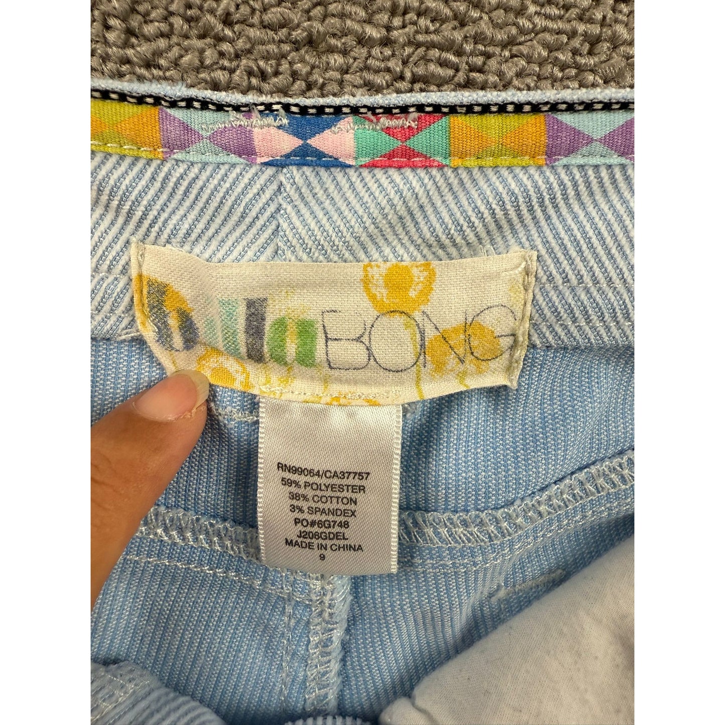 Billabong Women’s Shorts Size Size 9 Light Blue Pinstripe Y2K Surf Skate Frayed