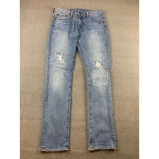 Levi’s 505C Men’s Straight Jeans W30 L32 Light Wash Distressed Blue Denim Pants