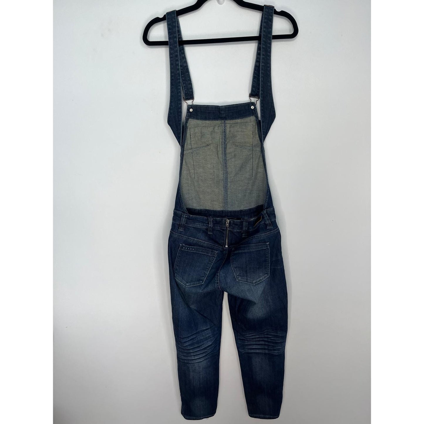 BlankNYC Denim Overalls Women 27 Blue Medium Wash Adjustable Straps Zippered Bib