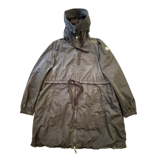 Moncler Size 3 Hooded Full Zip Jacket Black Rain Coat