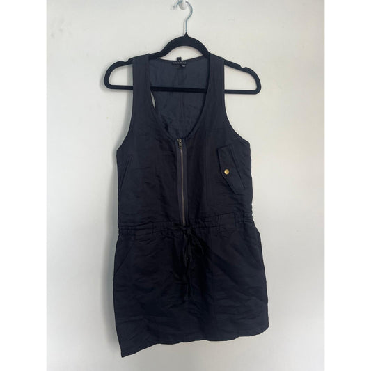 Theory Romper Womens Size 6 Black Sleeveless Linen Blend Dress