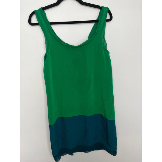 Thakoon Sleeveless Colorblock Dress Women 4 Green Blue Chiffon Shift
