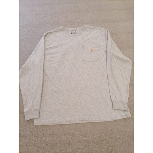 Carhartt Large Male Grey Long Sleeve Durable Pocket Cotton Shirt Work Wear
