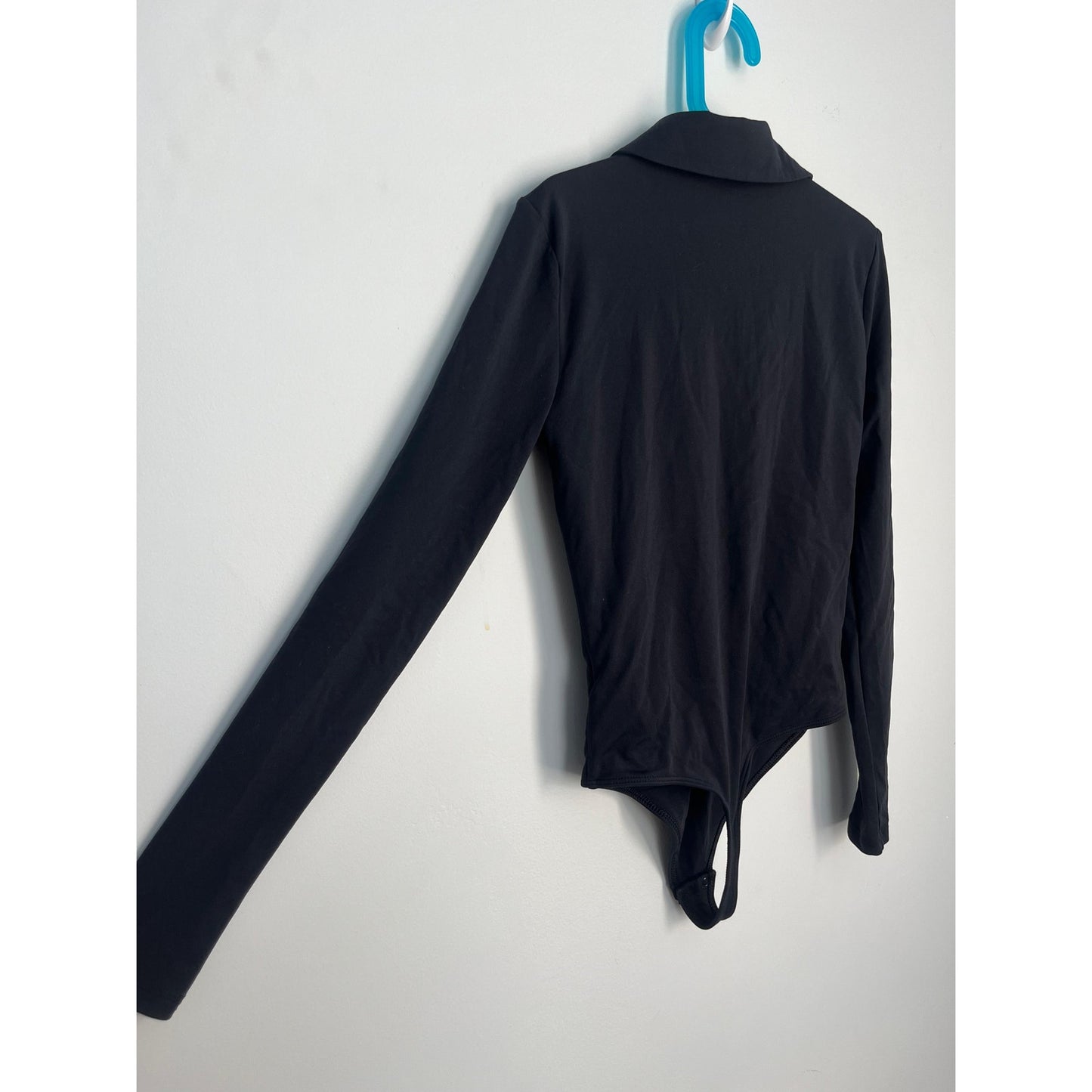 Babaton Contour Bodysuit Women XS Black Long Sleeve Button Front Stretch