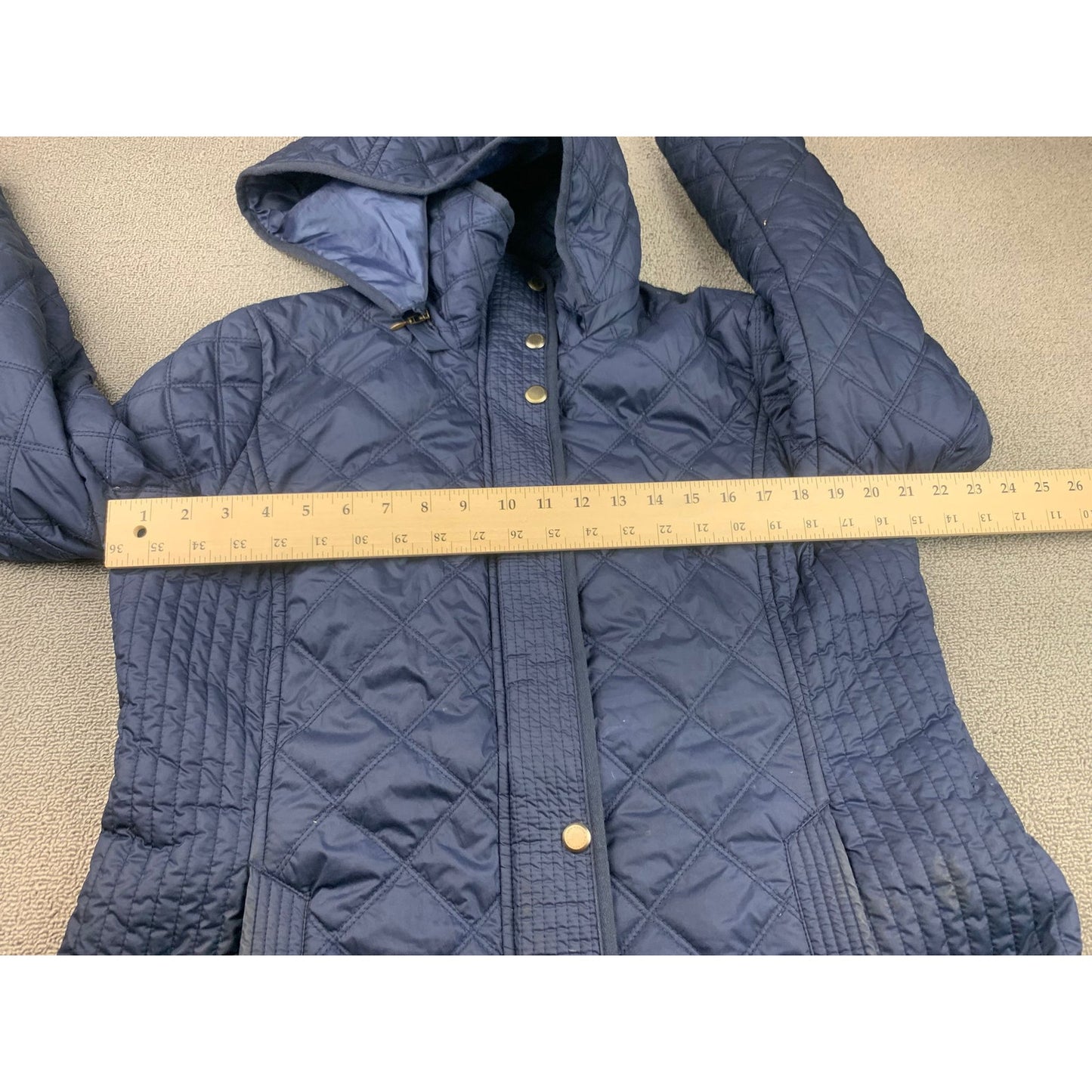 Andrew Marc New York Womens Large Blue Down Quilted Puffer Coat