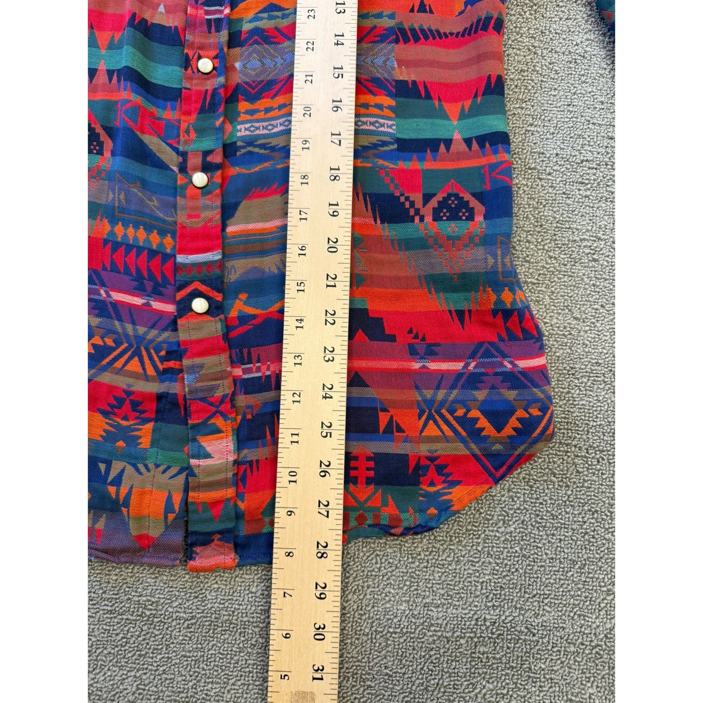 Polo Ralph Women Lauren Southwestern Aztec Navajo Western Shirt Large L Snap Button