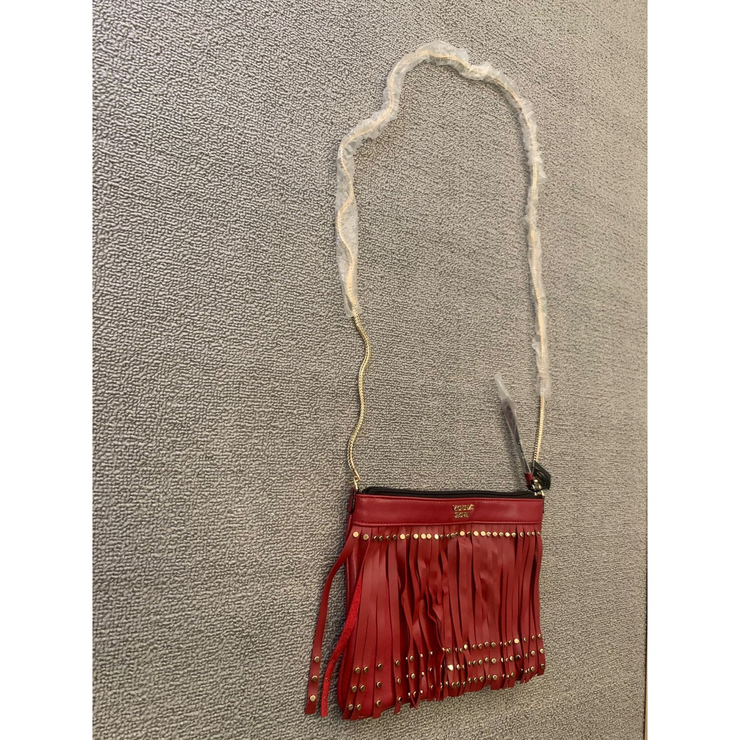 VICTORIA'S SECRET Women Red Gold Fringe Crossbody Bag