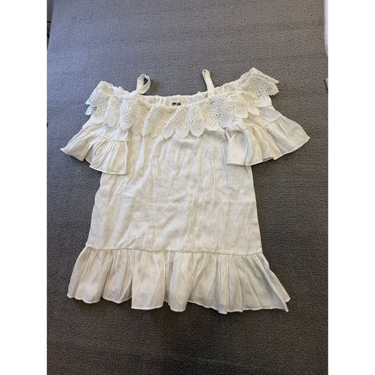 Hippie Love Women's One Size White Lace Ruffle Off-Shoulder Bohemian-Style