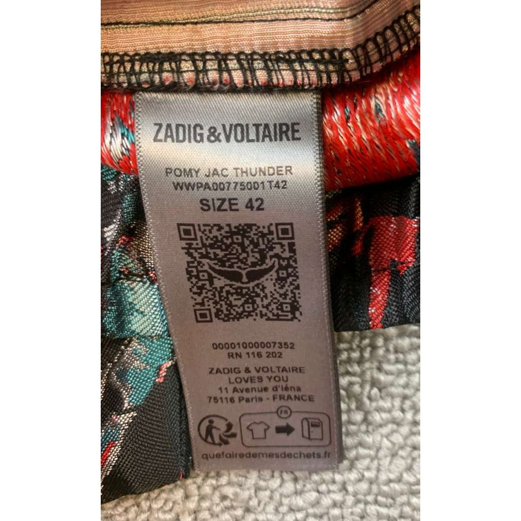 Zadig And Voltaire Pants Women 42 Multi Color Pomy Jacquard Thunder Floral Print