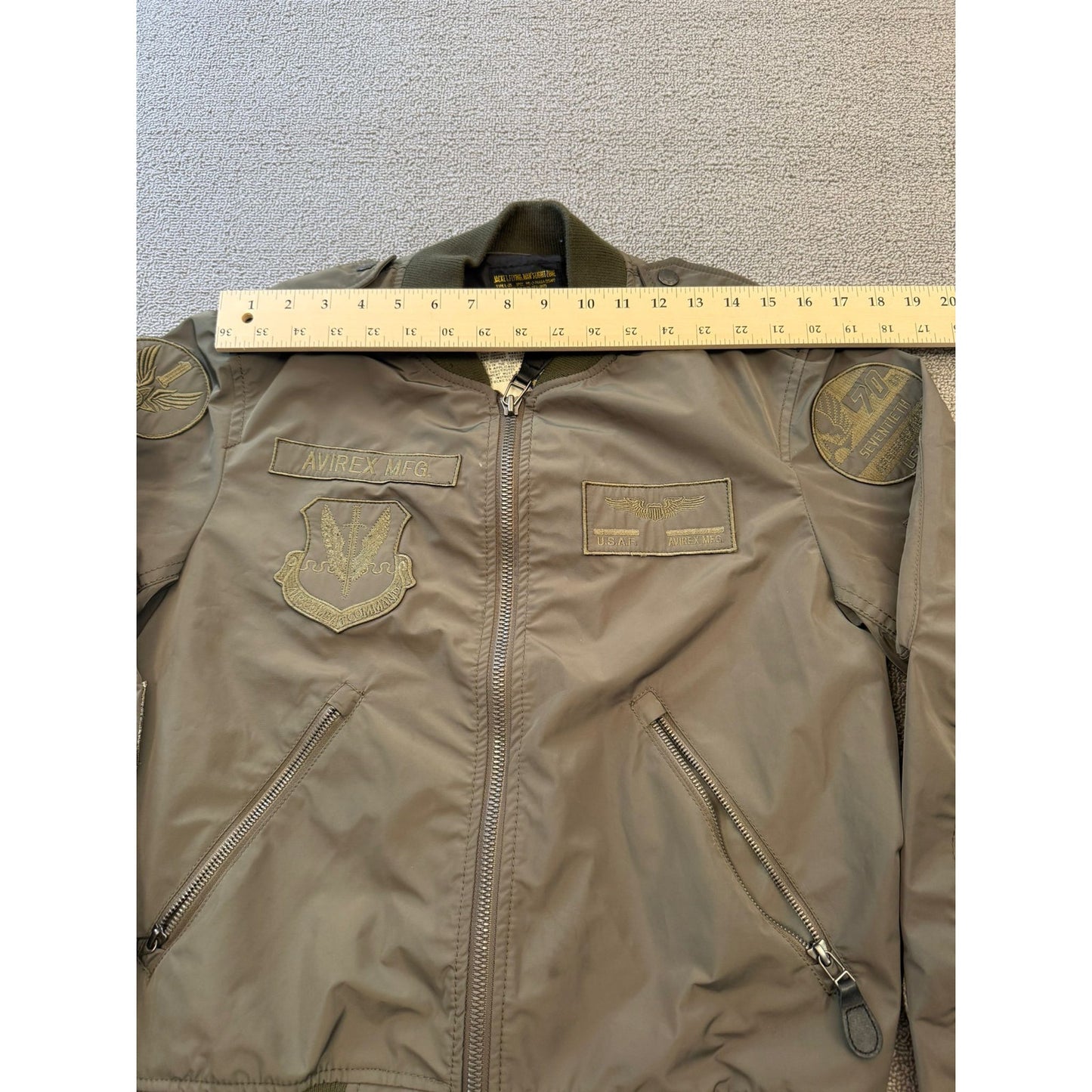 Avirex Men's M Flight Jacket Bomber Military Green Pilot Coat Authentic