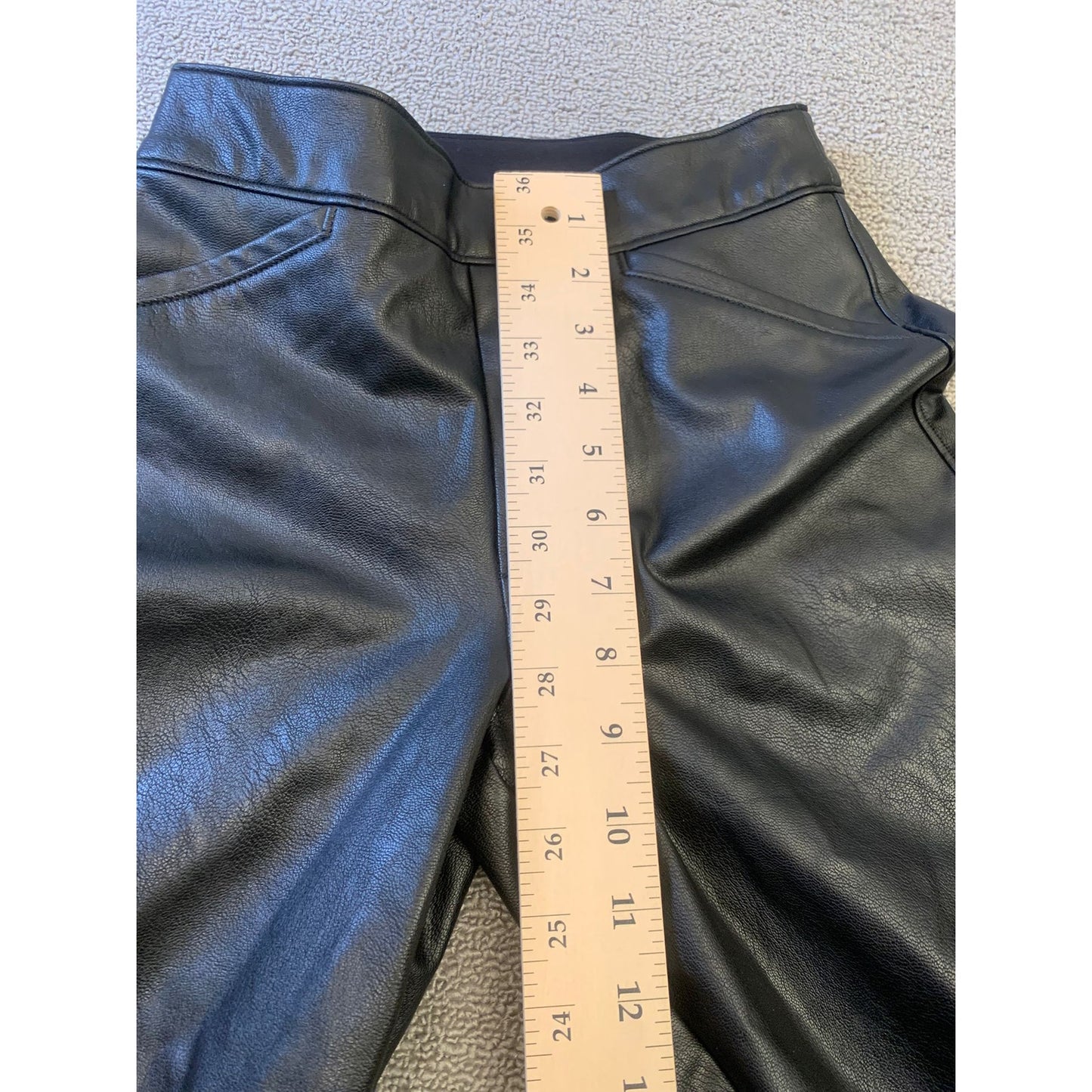 Spanx Women XS Black Faux Leather Flare Leggings