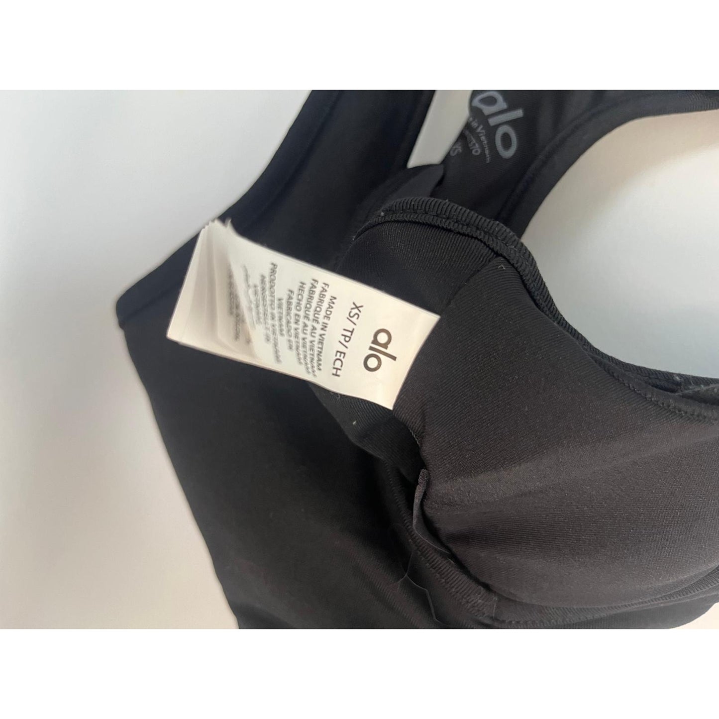 Alo Yoga Ruched Racerback Sports Bra Black XS Compression Stretch