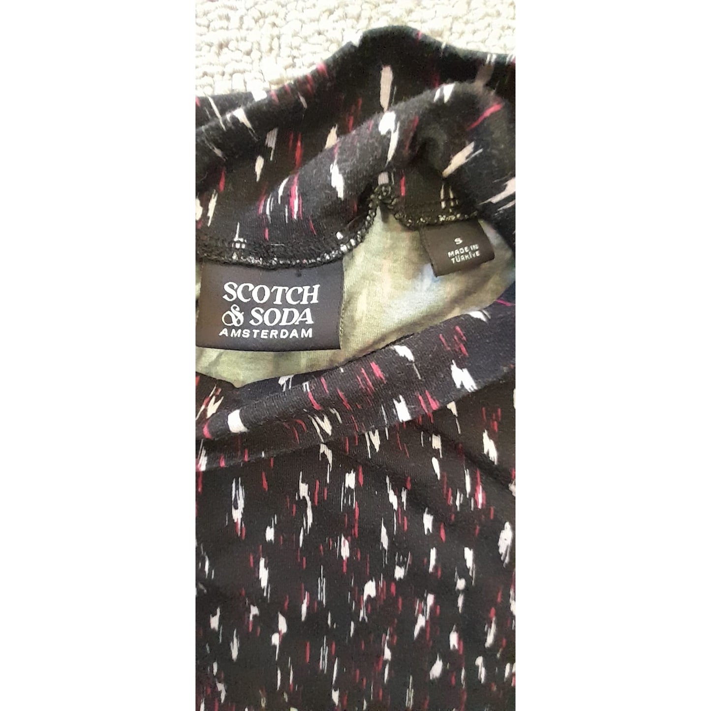Scotch & Soda Amsterdam Women's Small Patterned Long Sleeve Mock Neck Top