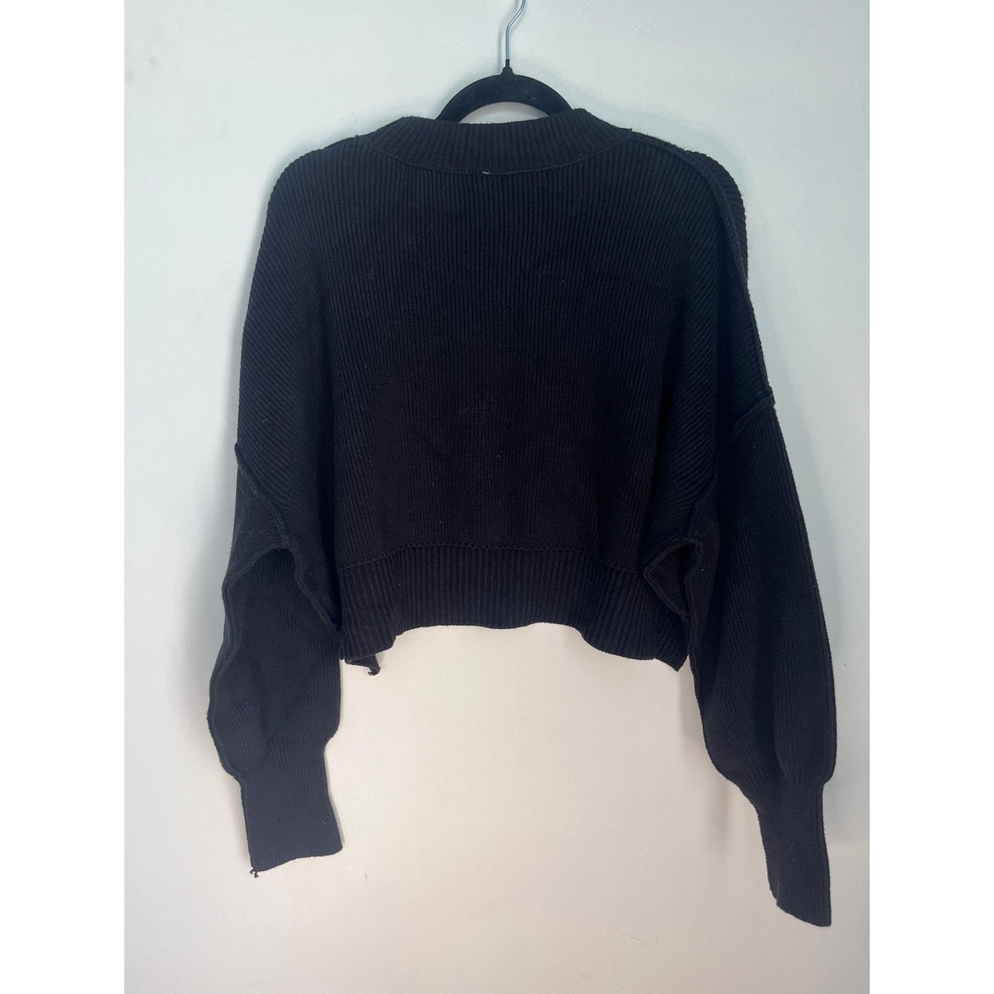 Free People Black Knit Sweater Women S Cropped Drop Shoulder Pullover