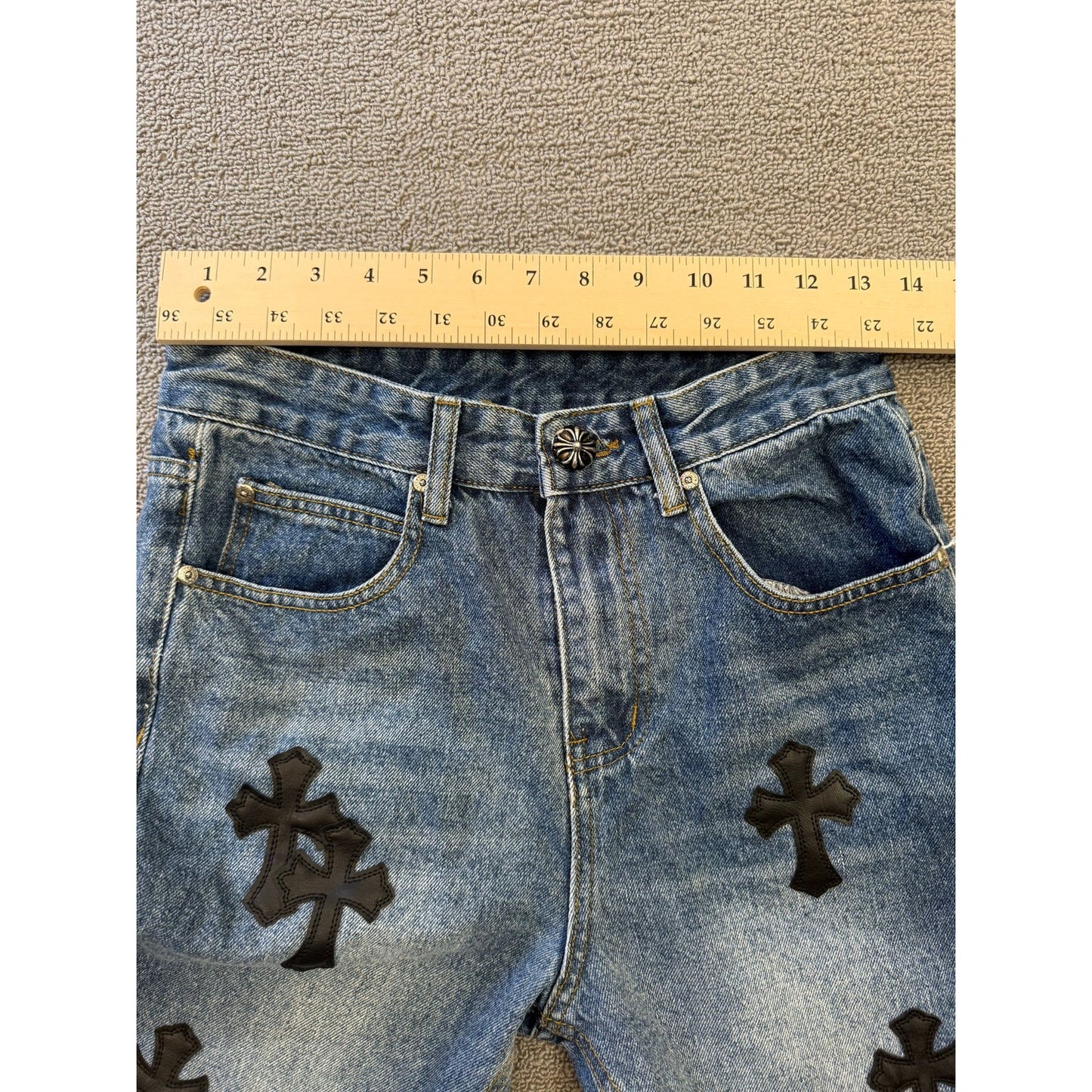 Levi's 550 Women's Chrome Hearts Cross Patch Light Wash Straight Jeans