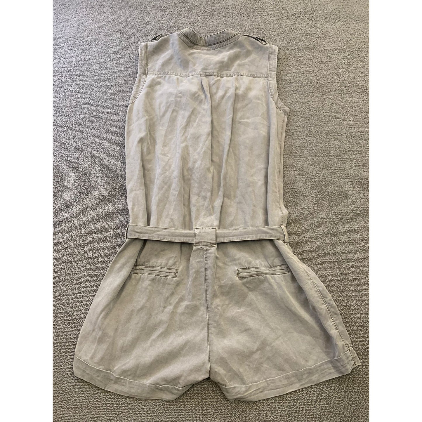 Maison Scotch Women's Small Petite Gray Utility Romper Belted Playsuit