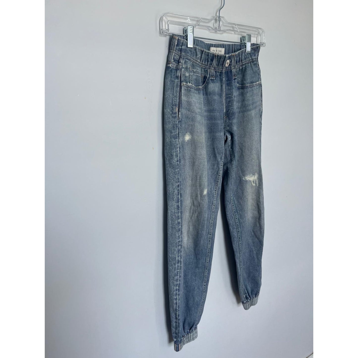 Rag & Bone Denim Jogger Pants Women XXS Elastic Waist Distressed Cuffs