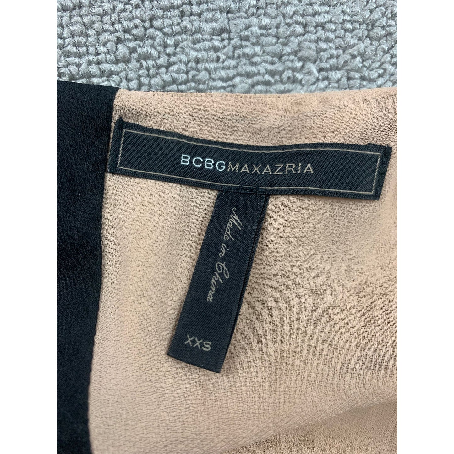 BCBGMAXAZRIA Women XXS Faux Leather Black Lace Peplum Top