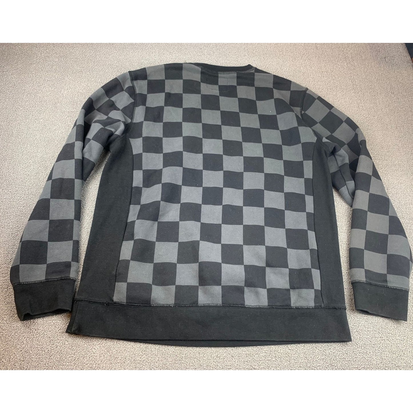 Vans Men Large Black And Gray Comfycush Checkerboard Pullover Crewneck Sweater