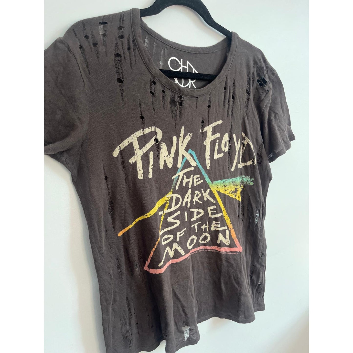 Chaser Pink Floyd T-Shirt Women S Distressed Graphic Tee Dark Side Moon