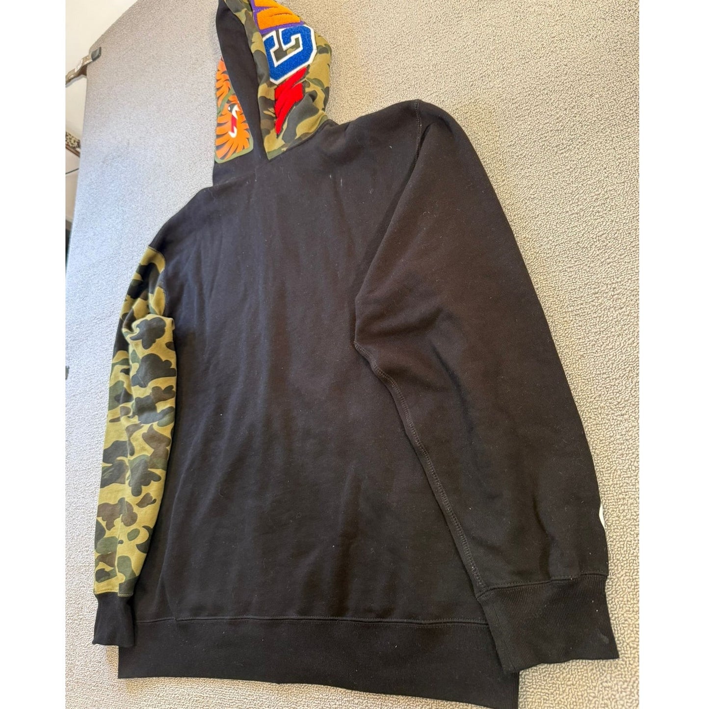 A Bathing Ape BAPE Mens Shark Hoodie 2XL Black Camo Full Zip Jacket
