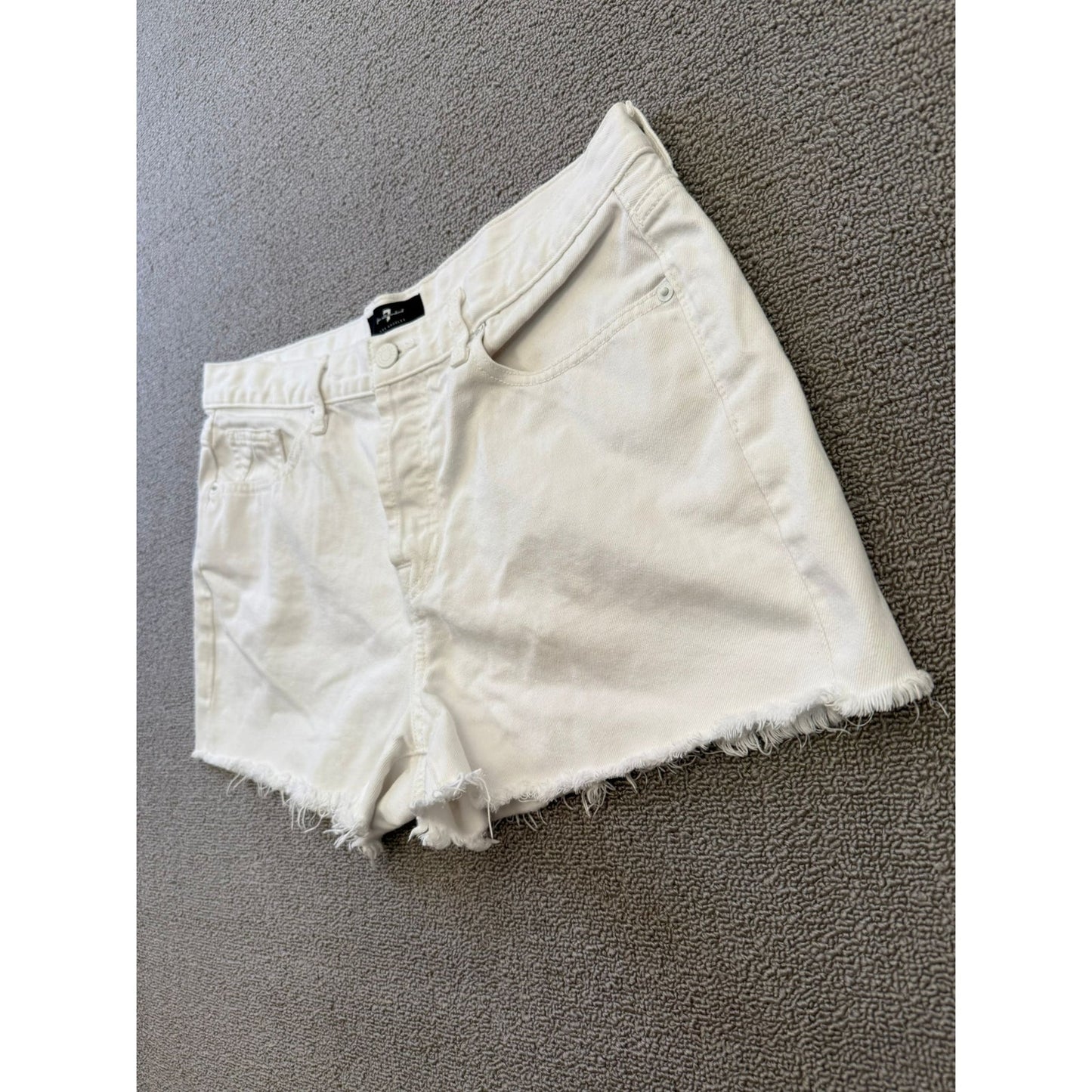 7 FOR ALL MANKIND Women Size 30 White Raw Hem Shorts