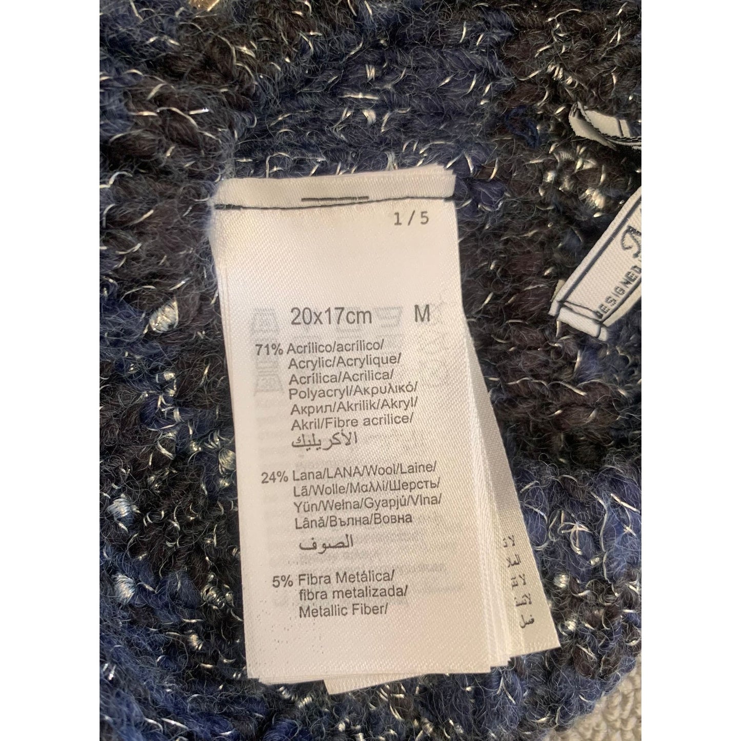 Mayoral Women Size M Navy Blue Metallic 3 in 1 Set Hat Scarf Gloves NWT