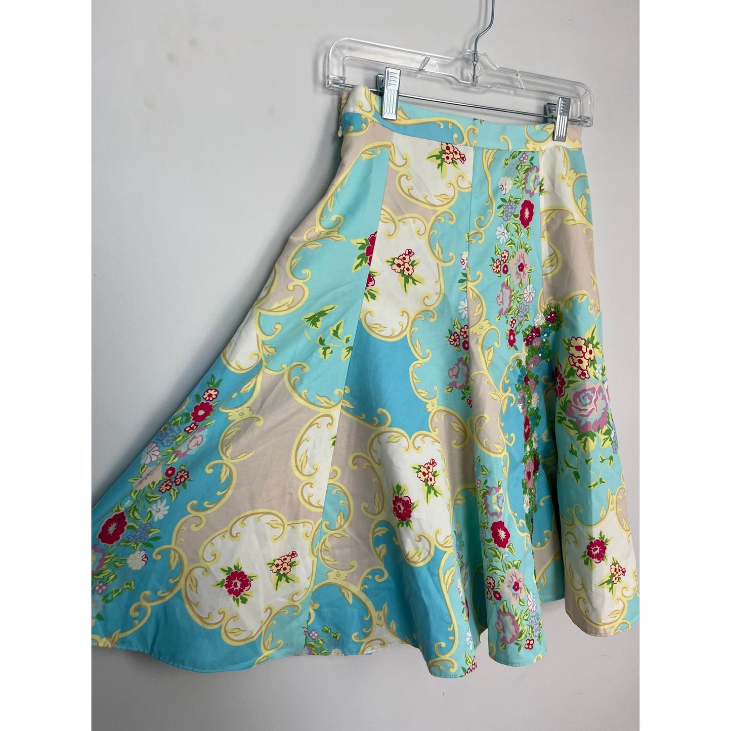 Blumarine Silk Floral Skirt Women IT40 D34 US4 Multicolor Midi Italy Made