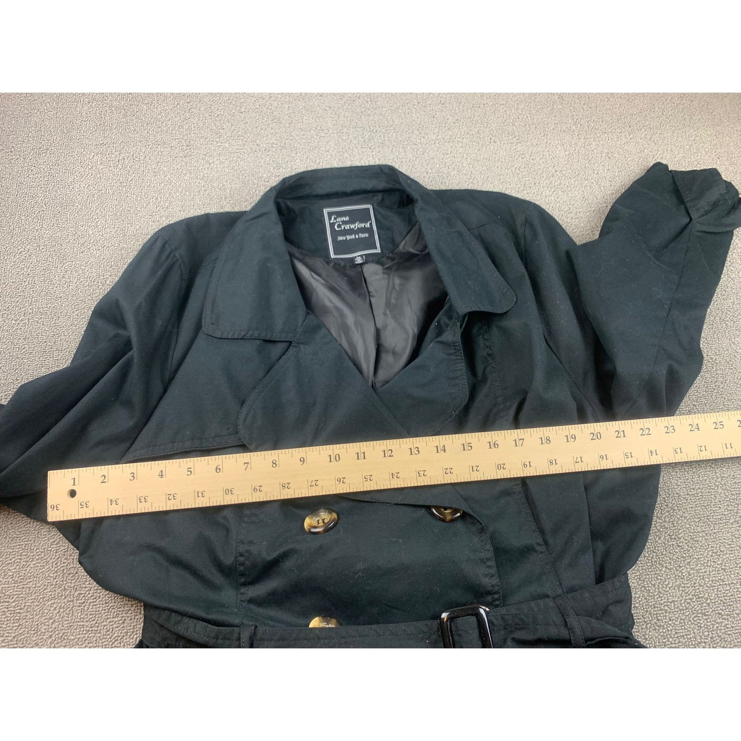 Lane Crawford Women's 2X Black Double-Breasted Trench Coat Jacket