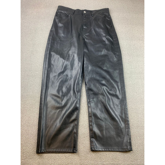 Levi's Women's 29 Black Faux Leather Ribcage Straight High Rise Pants