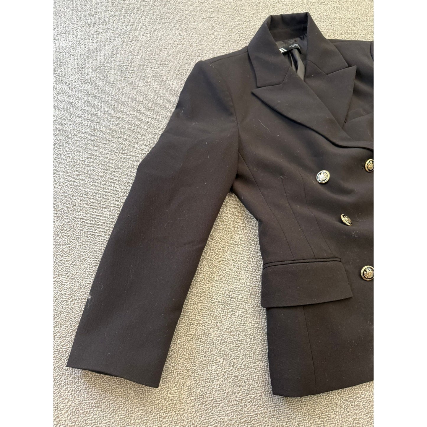 ZARA Women XS Black Double Breasted Blazer Black