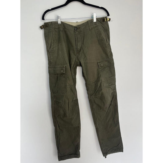 Carhartt WIP Aviation Pant Men 30x34 Olive Green Vintage Cargo Utility Tapered
