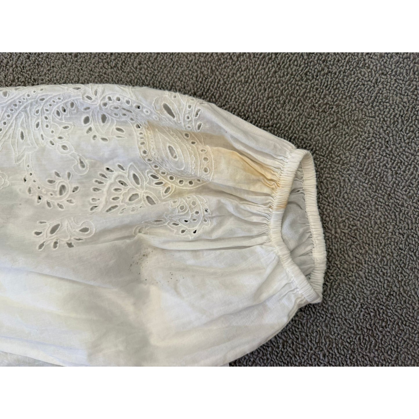 INTERMIX Women's L Large White Eyelet Embroidery Blouse Top