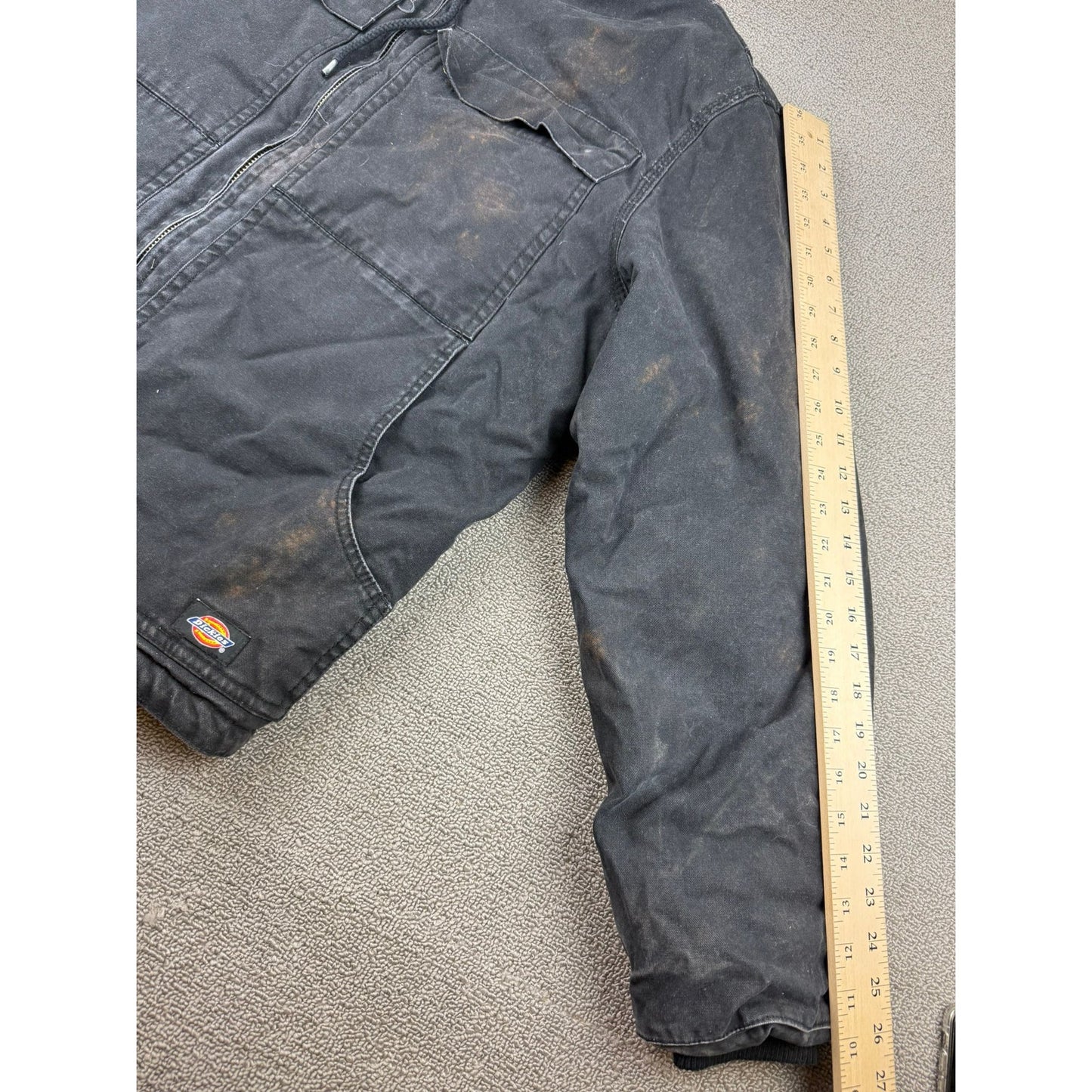 Dickies Work Wear Men's Size Large Black Full-zip Hooded Quilted Lined Jacket