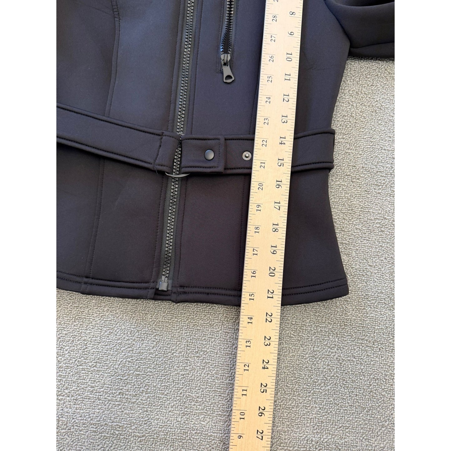 ZARA Size Small Women's Black Puff Sleeve Belted Full Zip Jacket Coat