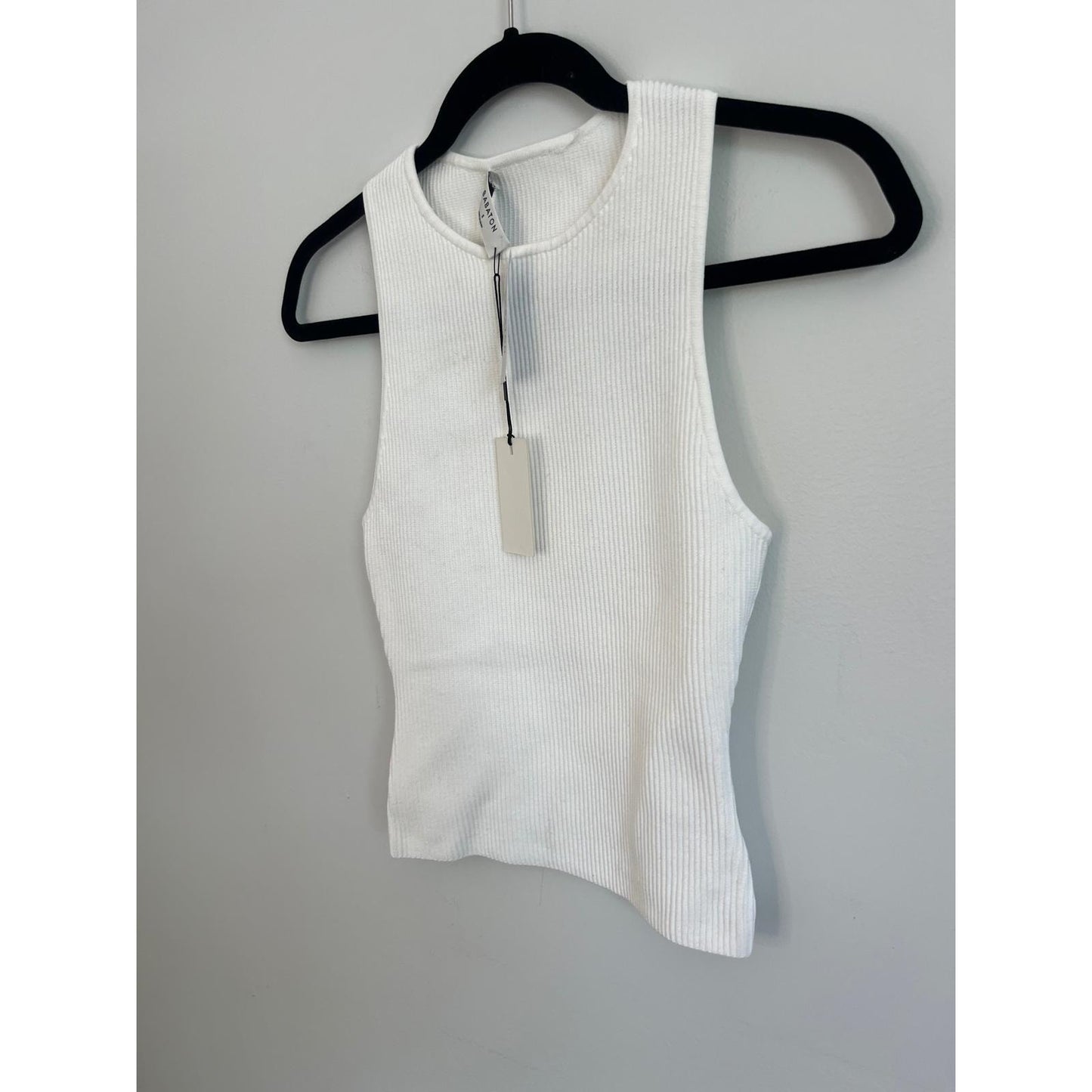 Babaton Sculpt Knit Tank Top Women S White Ribbed Sleeveless Minimalist NWT