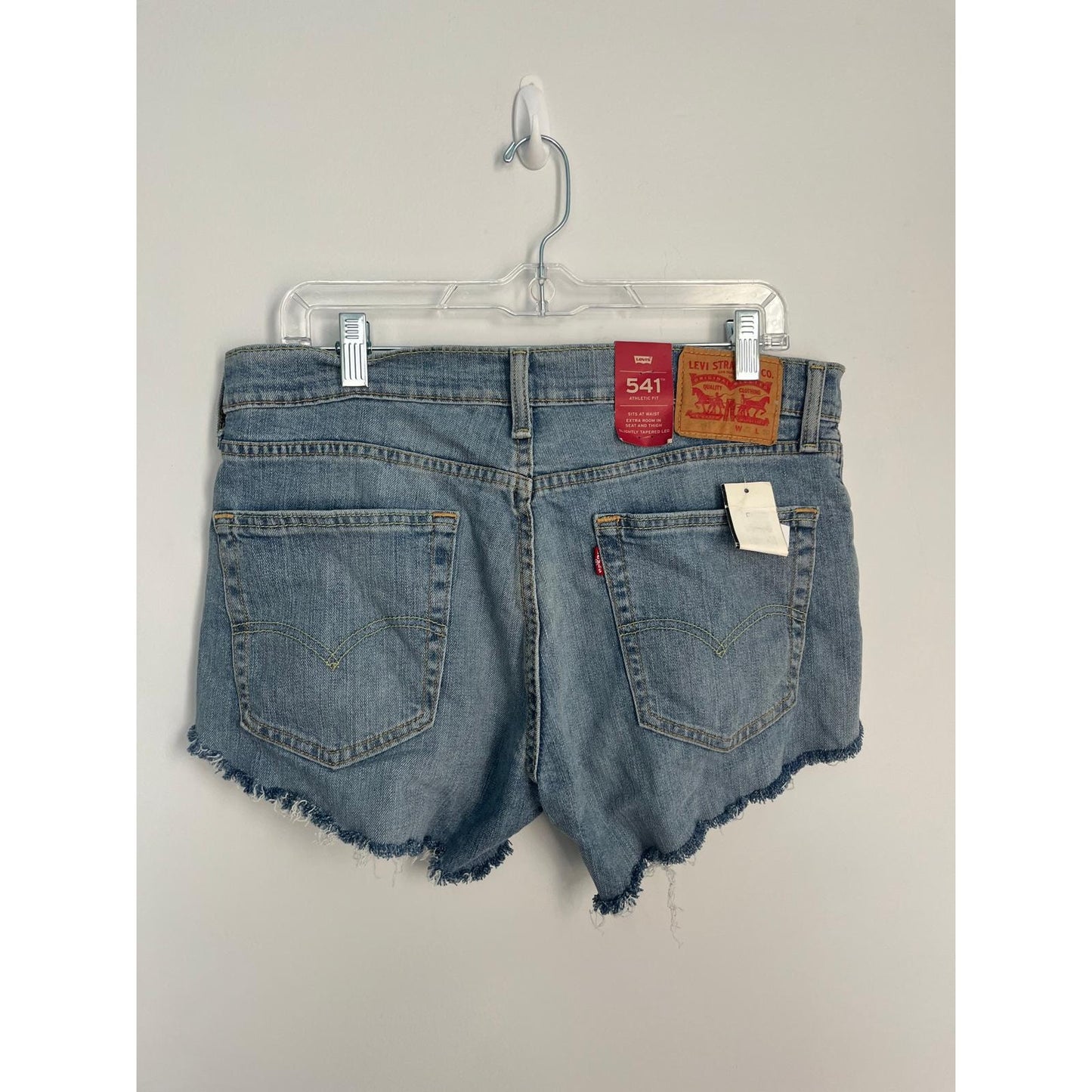 Levis 541 Denim Shorts Women 32 Distressed Raw Hem High Rise