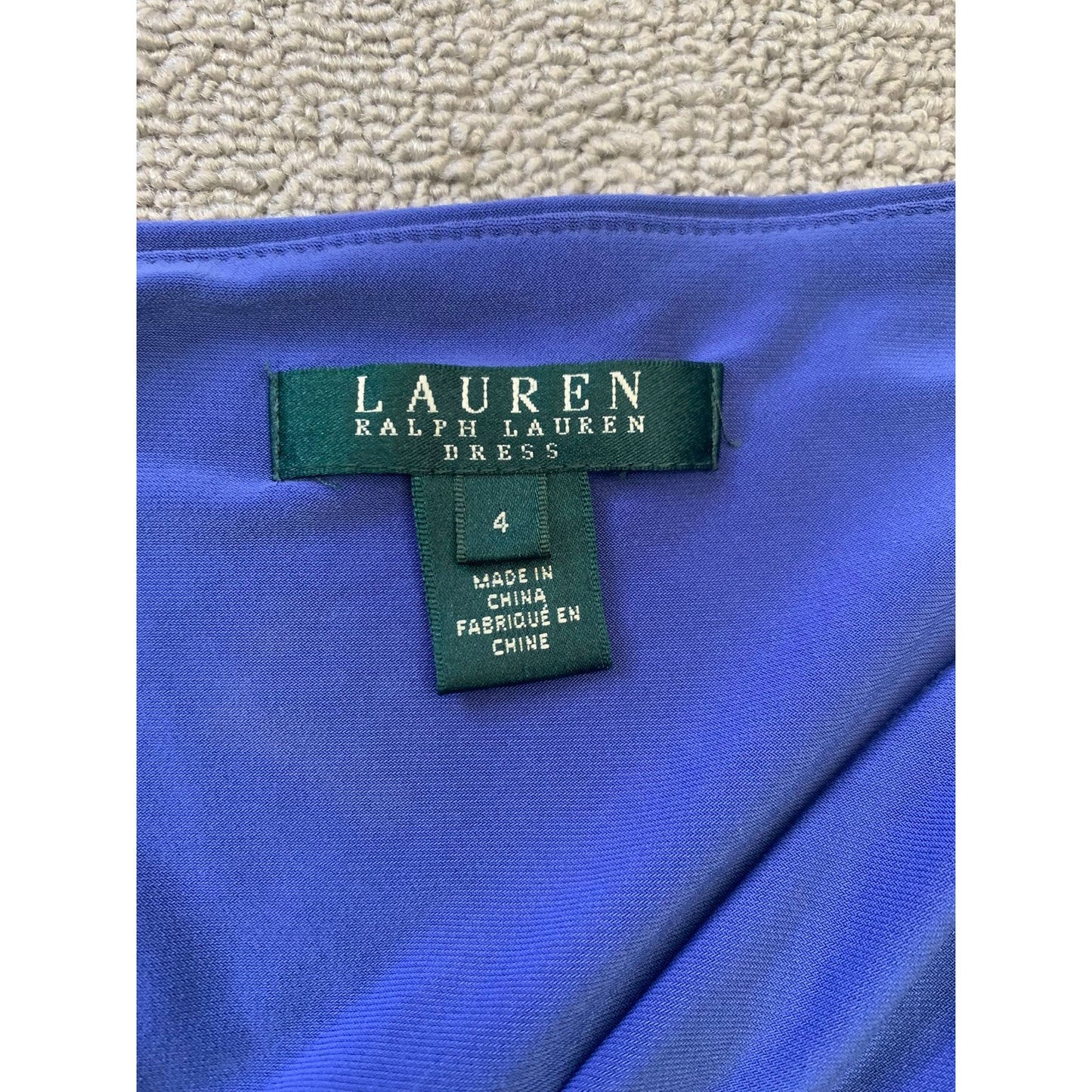 Lauren Ralph Lauren Elsie Dress Blue Size 4 Sleeve Surplice Neck Stretch