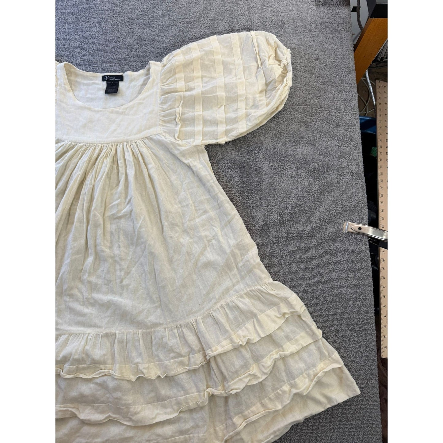 Etoile Isabel Marant Women's Size 1Cream Cotton Blend Ruffle Puff Sleeve Top