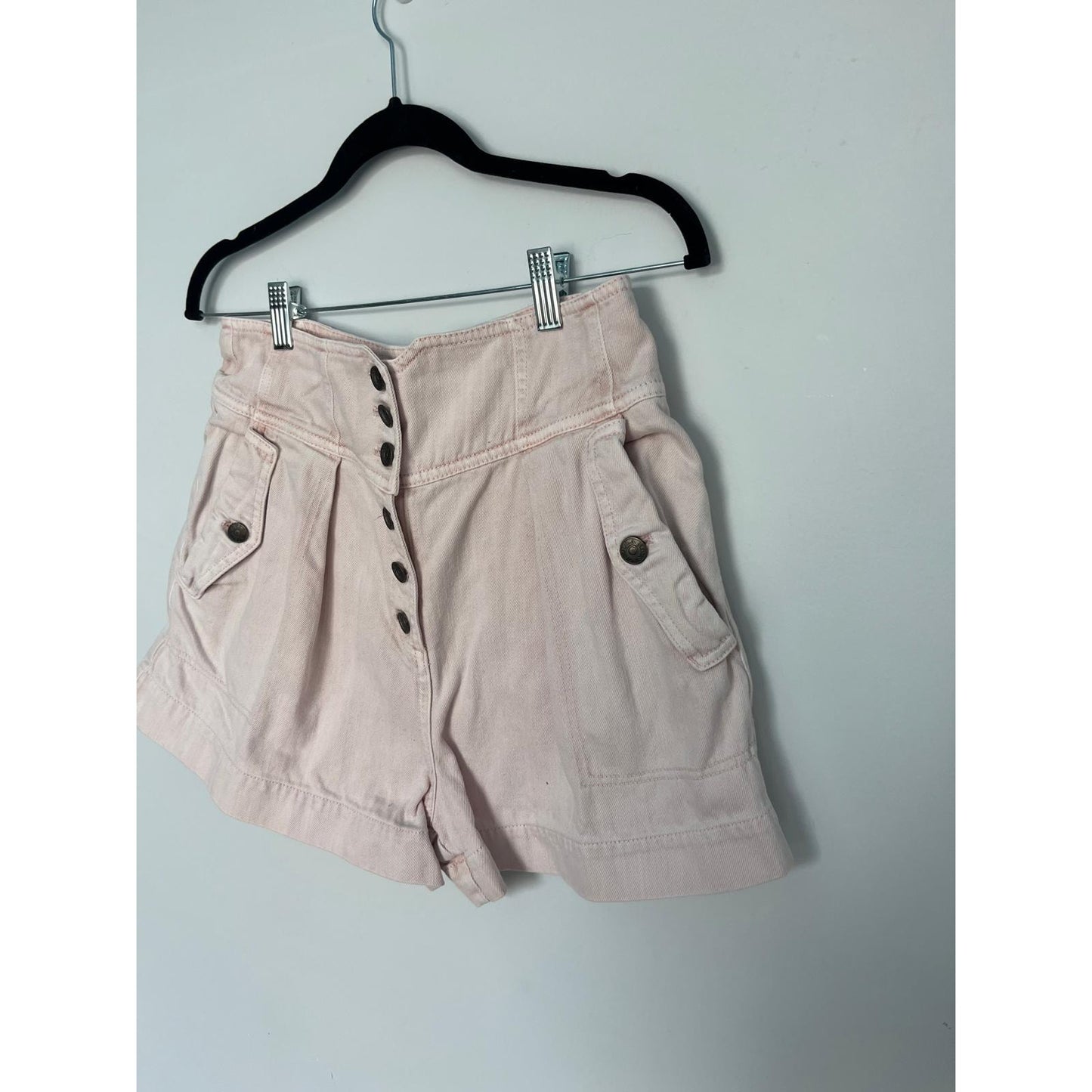 Ulla Johnson Button Front Shorts Women 6 Pink High Rise Utility Cotton