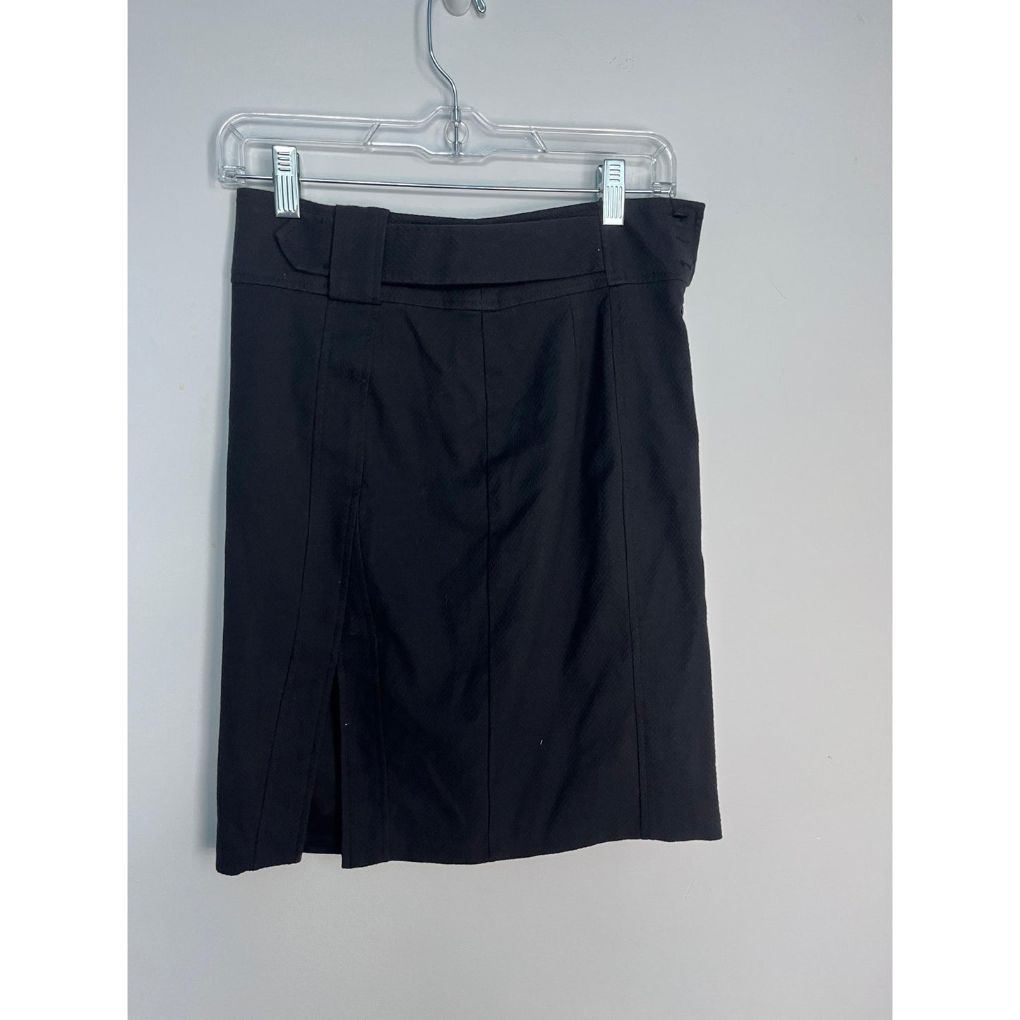Nanette Lepore Pencil Skirt Women 4 Black Textured Belted High Waist Career