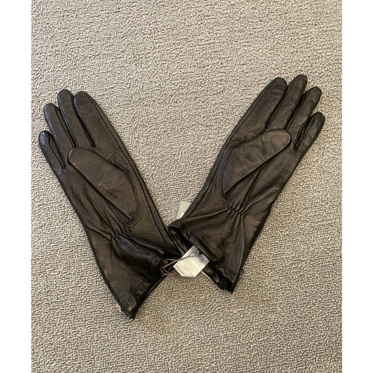 Soia & Kyo Women M Black Leather Zipper Gloves