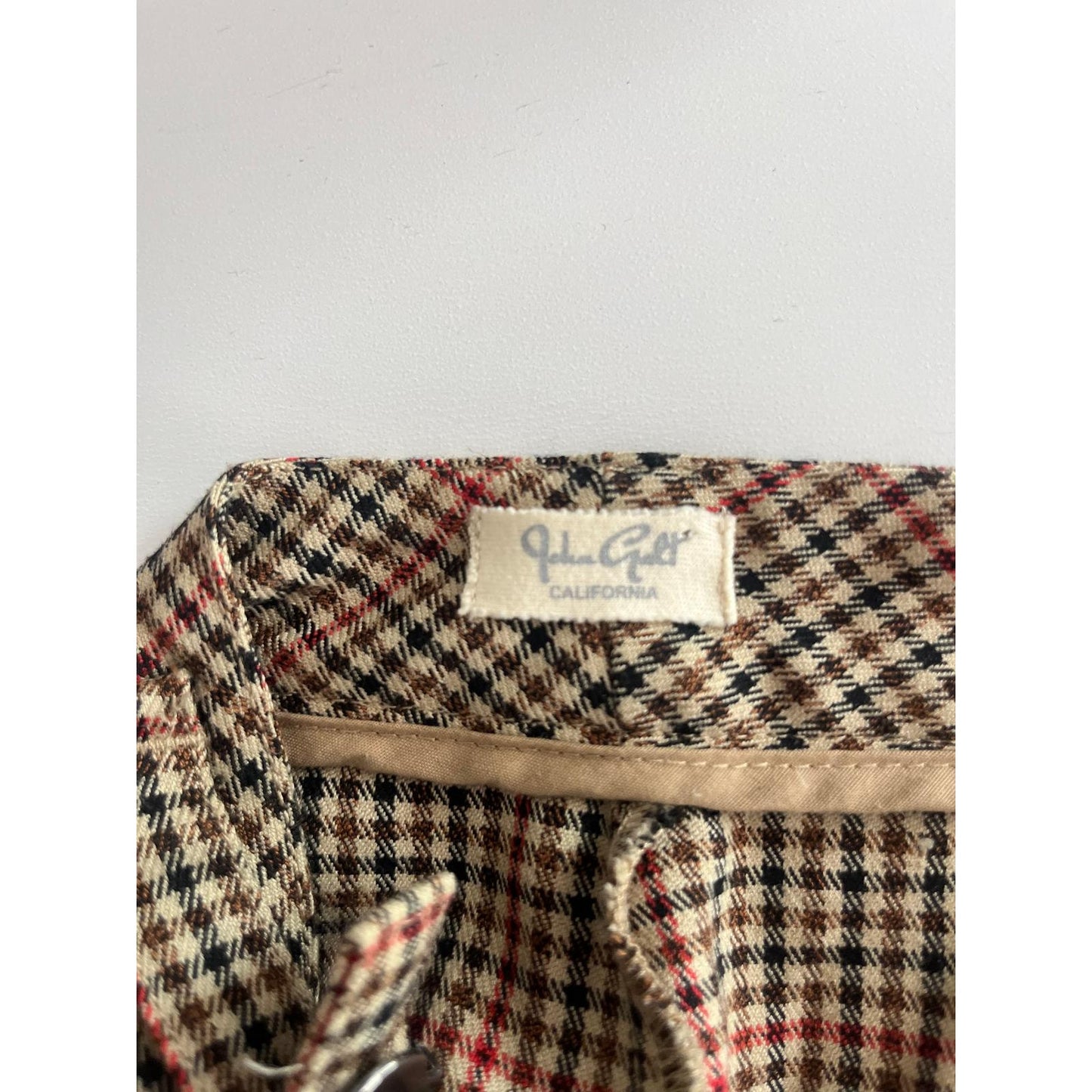 J Galt Plaid Trousers Women Size S Brown Red Straight Leg High Waist